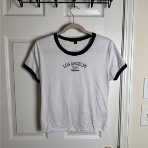 Plus Size Faded Rose White and Black Ringer Tee